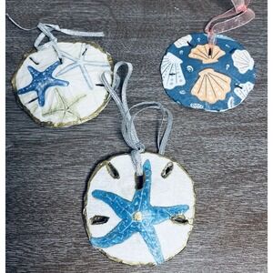 Sand Dollar Ornament - Star Fish  - Nautical Beach Sea Shell Decoupage Art